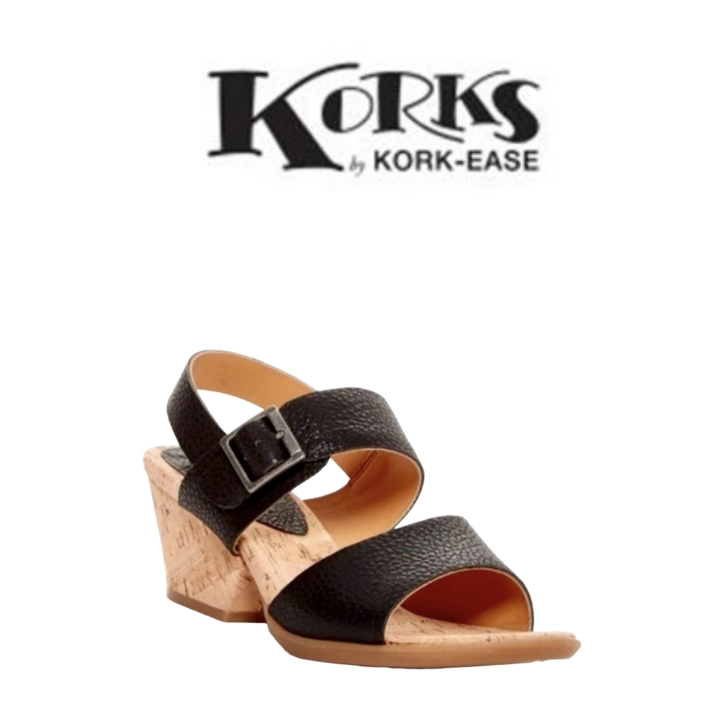 KORKS Kork Ease LAURELIN Chunky Cork Heels Sandal Comfort Leather Size:7